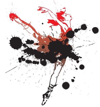 Dancing girl with spots and splashes. Vector illustrationのイラスト素材