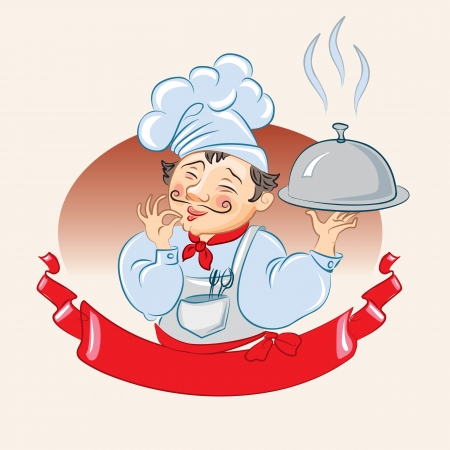 Cook a hot dish is. Vector illustrationのイラスト素材