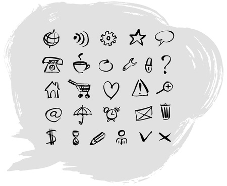 Set web icons, hand-drawn. Vector illustrationのイラスト素材