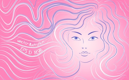 Beautiful woman with flowing hair. Vector illustrationのイラスト素材