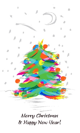 Christmas Tree, stylized drawing. Vector illustrationのイラスト素材