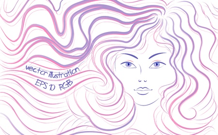 Woman with long hair. Vector illustrationのイラスト素材