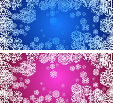 color christmas banners with snowflakes, vector illustrationのイラスト素材