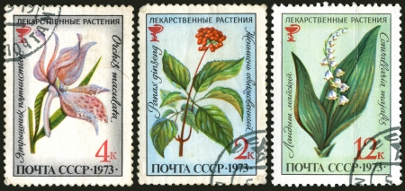 Medicinal Plants, postage stamp USSRの写真素材