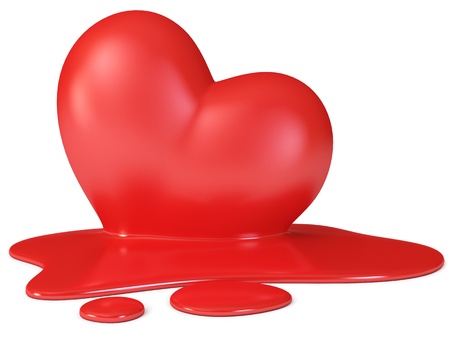 Red melting heart, 3d renderの写真素材