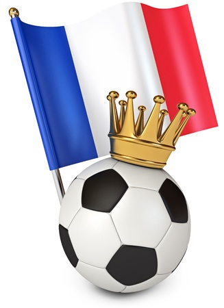 Soccer ball with a golden crown, Flag of Franceの写真素材