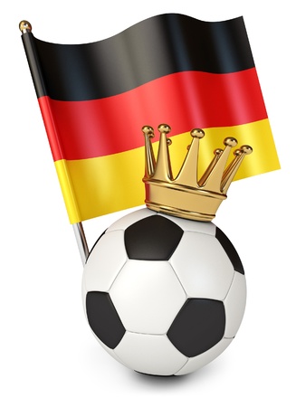 Soccer ball with a golden crown, Flag of Germanyの写真素材