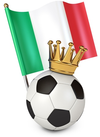 Soccer ball with a golden crown, Flag of Italyの写真素材