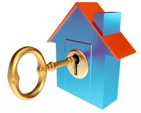 House Key, on a white background, 3d renderの写真素材