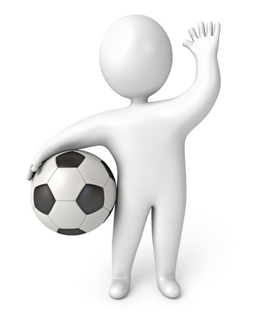 Person holding a soccer ball, 3d renderの写真素材
