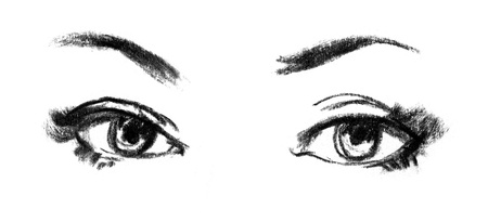 Female eye close-up, Portrait of beautiful girl, sketchの写真素材