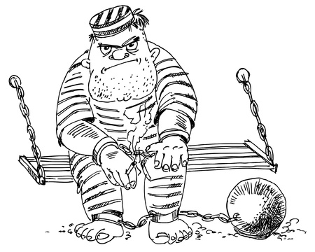Prison inmate, vector illustration, hand-drawnのイラスト素材