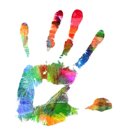 Abstract oil painting, Hand print, Smeared spotの写真素材