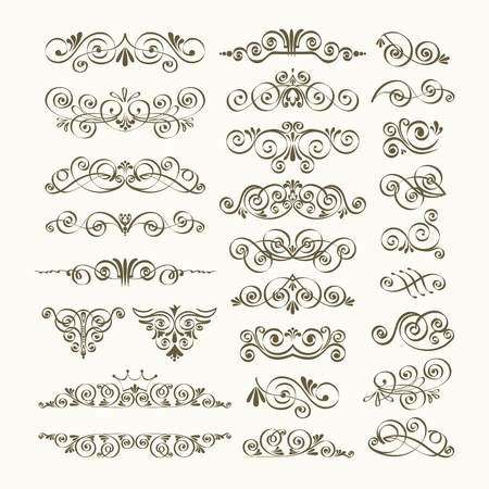 Calligraphic design elements and page decoration, Vintageのイラスト素材