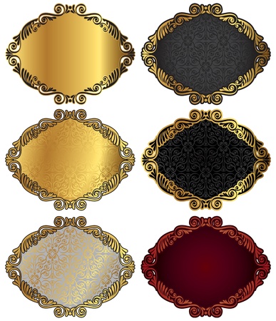 Old style frames and labels, Retro floral ornamentsのイラスト素材