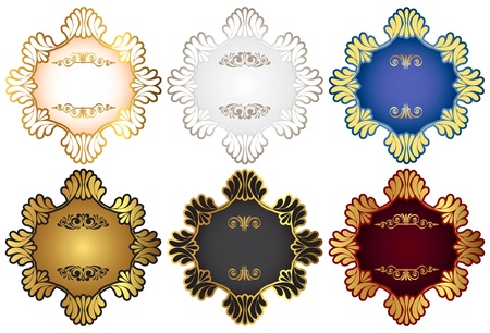 Set of retro vintage badges and labels with texture, vectorのイラスト素材