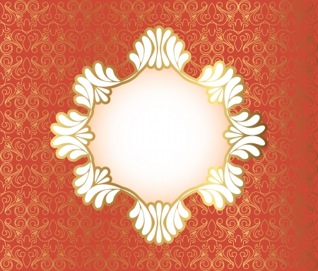 Vintage frame on damask background, vector illustrationのイラスト素材