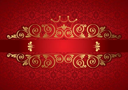Vintage frame on damask background, vector illustrationのイラスト素材