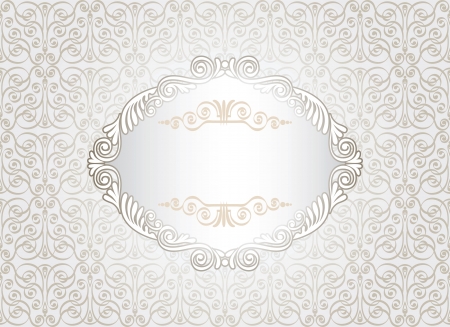 Vintage white frame on damask background, vector illustrationのイラスト素材
