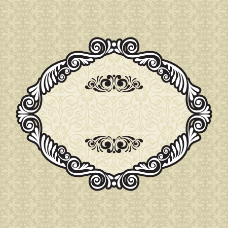 Vintage frame on damask background, vector illustrationのイラスト素材