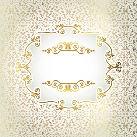Gold antique frame on a light background of decorativeのイラスト素材