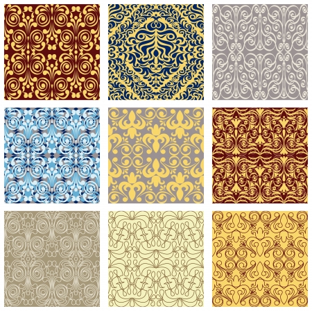 Seamless floral background, set of geometrical patternsのイラスト素材
