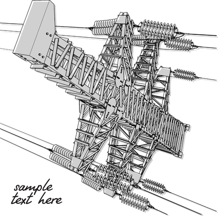 Power Transmission Line, vector illustrationのイラスト素材