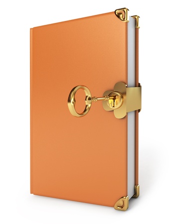 Leather book is closed on the gold key, Fairy taleの写真素材