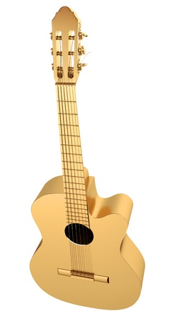 Gold Acoustic Guitar, 3d renderの写真素材