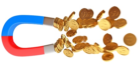 Money magnet with dollar coins, Conceptual illustrationの写真素材