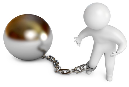 Man shackled, prison inmate, 3d renderの写真素材