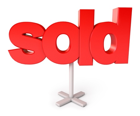 Sold sign, Isolated on white background, 3d renderの写真素材