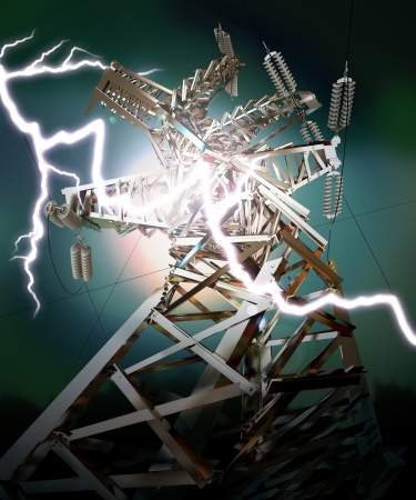 Power Transmission Line, Lightning strikeの写真素材