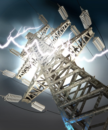Power Transmission Line, Lightning strikeの写真素材