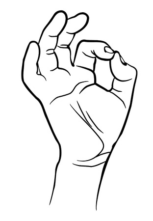 Man hand showing ok sign. Vector illustration. Isolated on white backgroundのイラスト素材