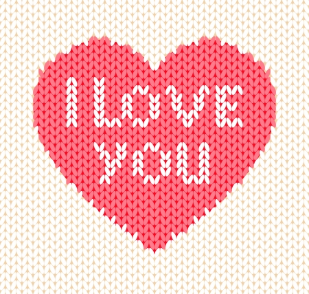 Knitted heart. Vector illustrationのイラスト素材