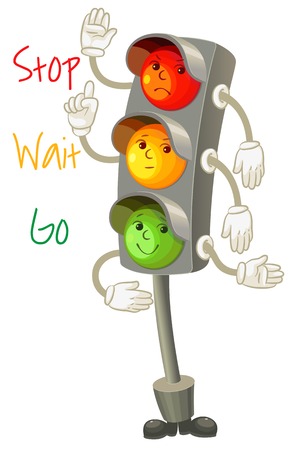 Traffic light  Follow the rules of the road  Rules for pedestrians  Vector illustration  Isolated on white backgroundのイラスト素材