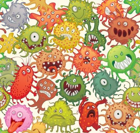 Dangerous microorganisms. Seamless pattern. Vector illustrationのイラスト素材