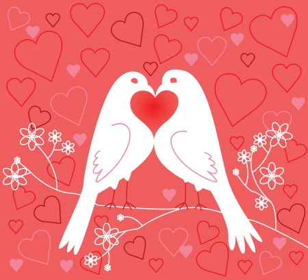 Lovebirds. Valentine's Day. Vector illustrationのイラスト素材
