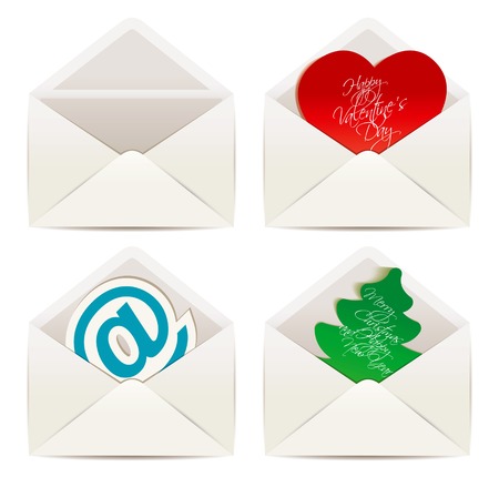 White envelope. The concept of Valentine's Day and Christmas. Vector illustration のイラスト素材