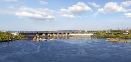 Dneproges - largest hydroelectric power station on the Dnieper River. Zaporozhye. Ukraineの写真素材