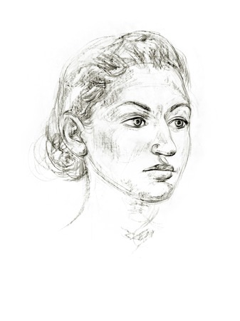 Academic drawing portrait. Hand-drawing in pencilの写真素材