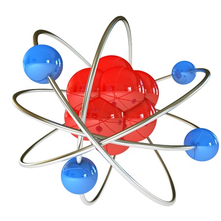 Model of the atom. Isolated on white background. 3d renderの写真素材