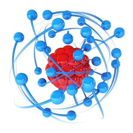 Uranium atom. Isolated on white background. 3d renderの写真素材