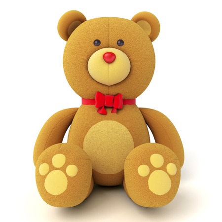 Brown teddy bear isolated on white. Isolated on white background. 3d renderの写真素材