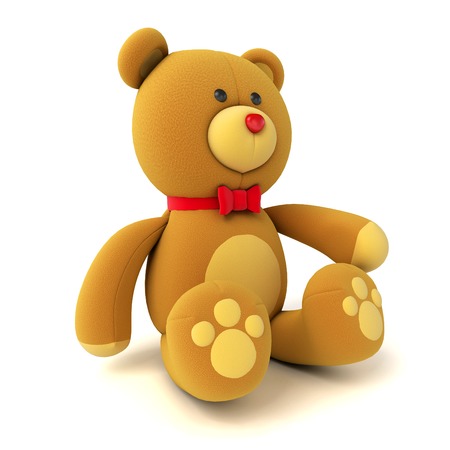 Toy teddy bear isolated on white. 3d renderの写真素材