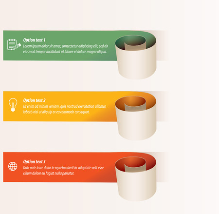 Modern paper spiral infographics options banner.のイラスト素材