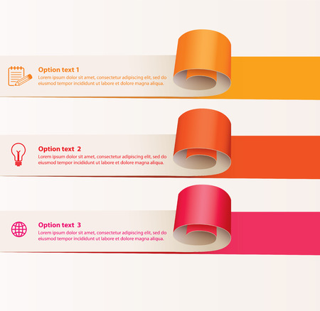 Set of infographics elements in the form of paper tape for various purposes. のイラスト素材