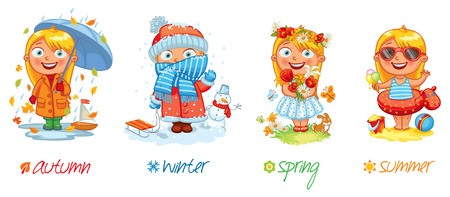 Baby girl and the four seasons. のイラスト素材