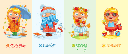 Baby girl and the four seasons. のイラスト素材
